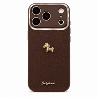 Vintage Brown 3D Pony Lanyard Phone Case for iPhone 17 Pro Max, 16, 15, 14 Models