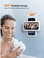 Gooditec Waterproof Shower Phone Holder, 360° Rotating Wall Mount Phone Case for Bathroom & Kitchen, IPX6 Splash-Proof, No-Drill Adhesive, Fits 4–7 Inch Smartphones
