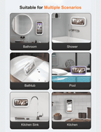 Gooditec Waterproof Shower Phone Holder, 360° Rotating Wall Mount Phone Case for Bathroom & Kitchen, IPX6 Splash-Proof, No-Drill Adhesive, Fits 4–7 Inch Smartphones