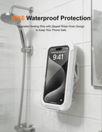 Gooditec Waterproof Shower Phone Holder, 360° Rotating Wall Mount Phone Case for Bathroom & Kitchen, IPX6 Splash-Proof, No-Drill Adhesive, Fits 4–7 Inch Smartphones