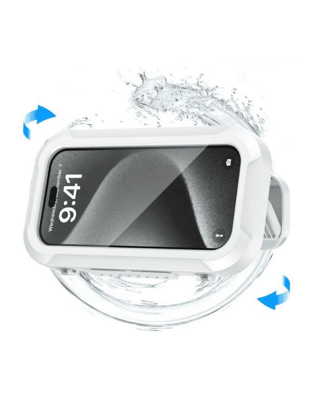 Gooditec Waterproof Shower Phone Holder, 360° Rotating Wall Mount Phone Case for Bathroom & Kitchen, IPX6 Splash-Proof, No-Drill Adhesive, Fits 4–7 Inch Smartphones