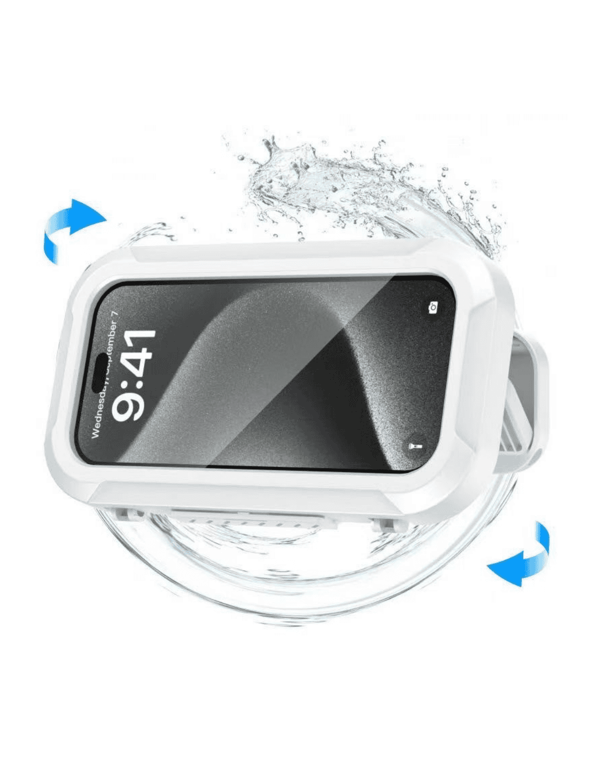 Gooditec Waterproof Shower Phone Holder, 360° Rotating Wall Mount Phone Case for Bathroom & Kitchen, IPX6 Splash-Proof, No-Drill Adhesive, Fits 4–7 Inch Smartphones