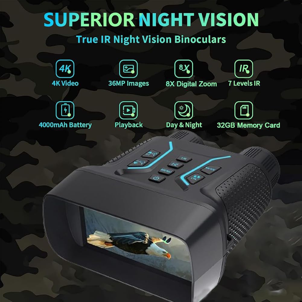 GOODITEC 2183 4K Digital Night Vision Monocular | 400m Full-Dark View | 4.5" Large Display | 8X Zoom