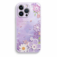 Oil Painting Small Flower Liquid Leather Texture IPhone Cases with Magnetic Bracket