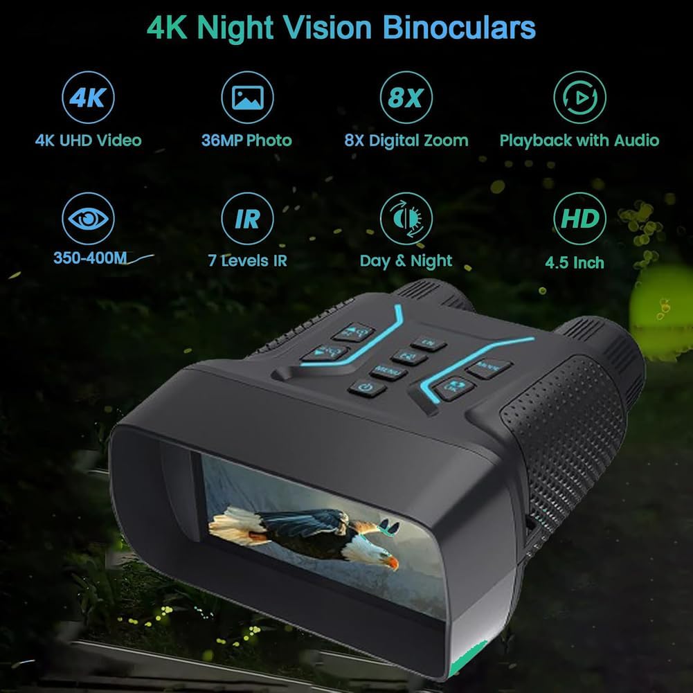 GOODITEC 2183 4K Digital Night Vision Monocular | 400m Full-Dark View | 4.5" Large Display | 8X Zoom