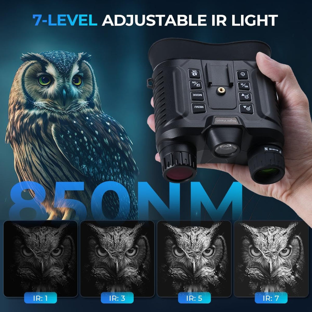 GOODITEC 8161 4K Dual-Light Night Vision Goggles | 400m Full-Dark Range | White/IR Dual Mode | 2.7" Display