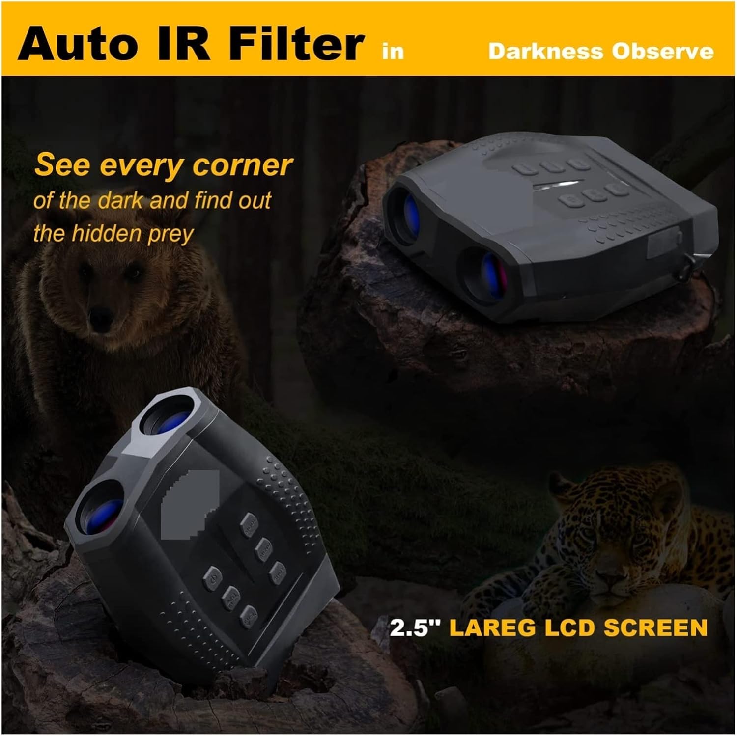 GOODITEC 5100 Digital Night Vision Scope | 600m Full-Dark View | 4X Zoom | 2.5" Display