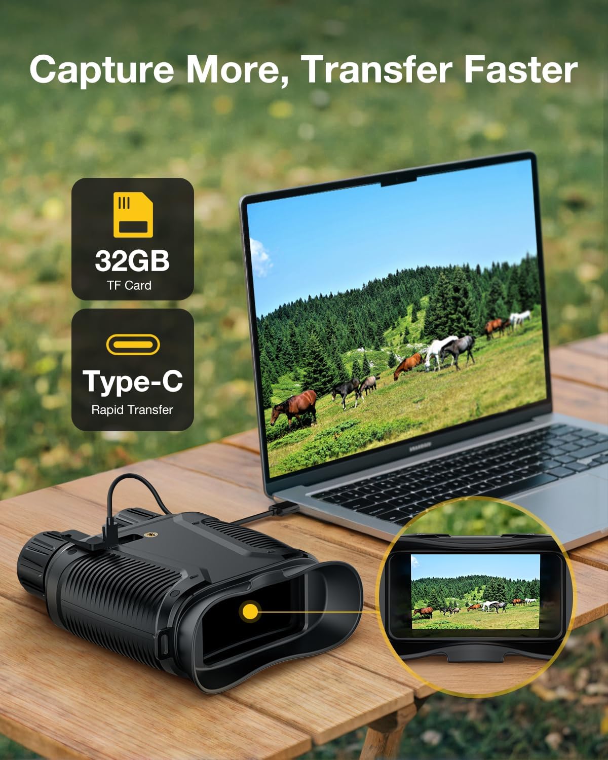 GOODITEC 3280 4K Digital Night Vision Monocular | 500m Full-Dark Range | 3.2" Display | 1000m Starlight