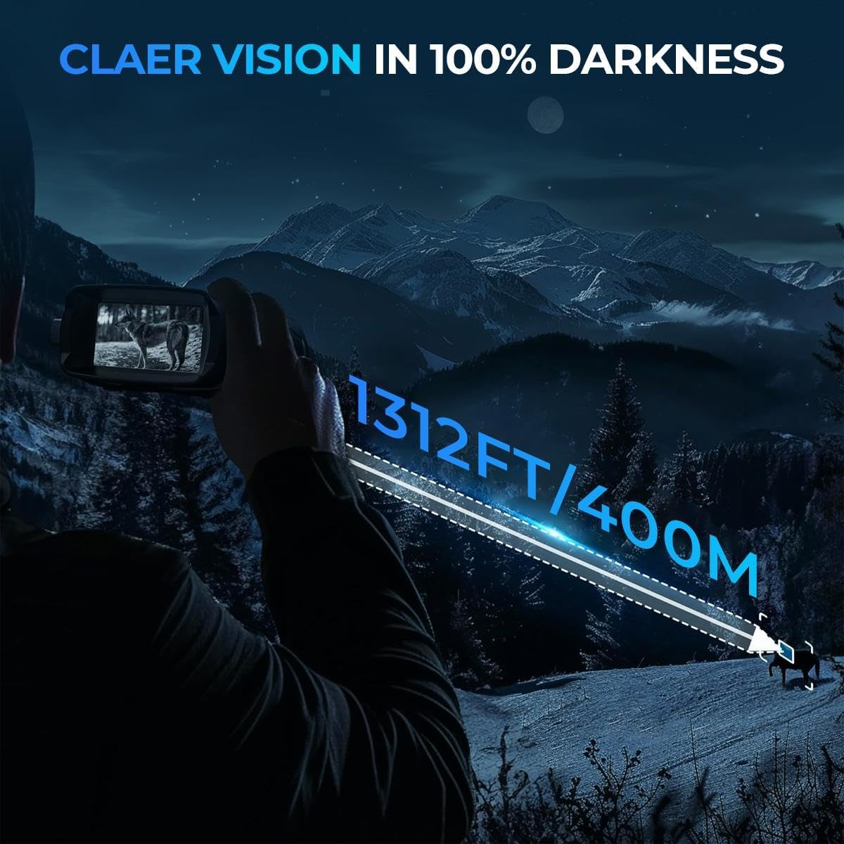 GOODITEC 8161 4K Dual-Light Night Vision Goggles | 400m Full-Dark Range | White/IR Dual Mode | 2.7" Display