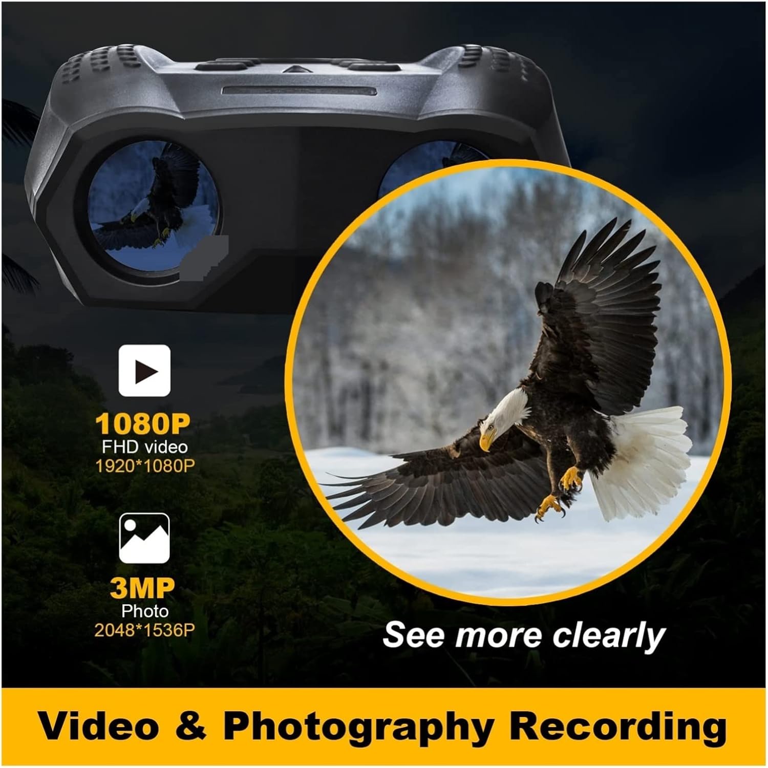 GOODITEC 5100 Digital Night Vision Scope | 600m Full-Dark View | 4X Zoom | 2.5" Display