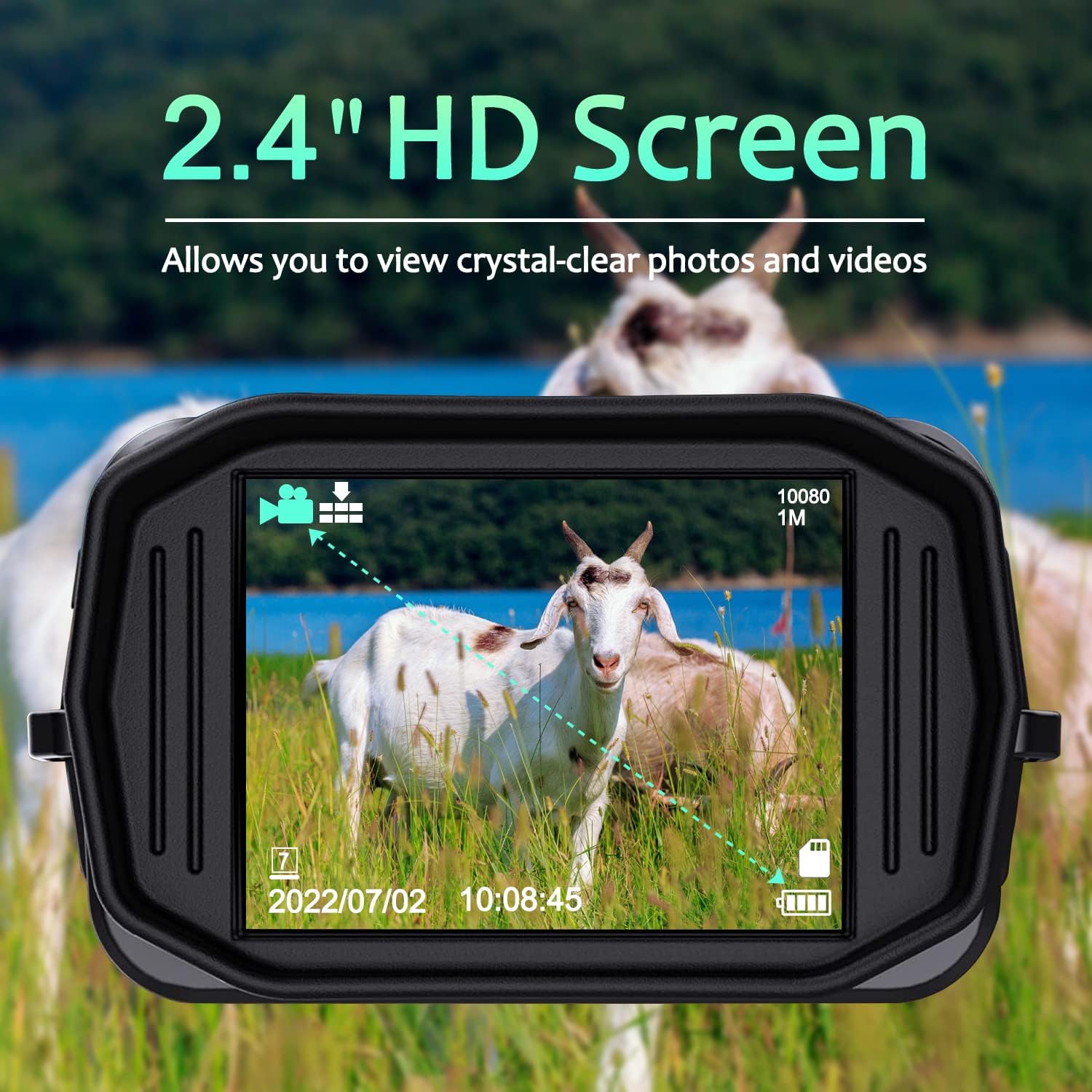 GOODITEC 1182 Mini Digital Night Vision Monocular | 300m Full-Dark View | 8X Digital Zoom | 2.4" Screen