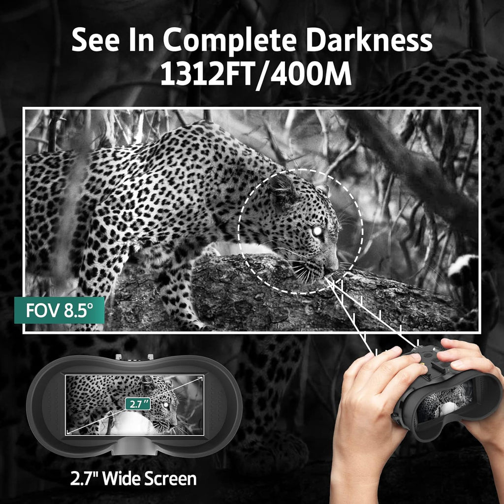 GOODITEC 8160 4K Tactical Night Vision Goggles | 400m Full-Dark View | 2.7" Screen | 3-in-1 Usage