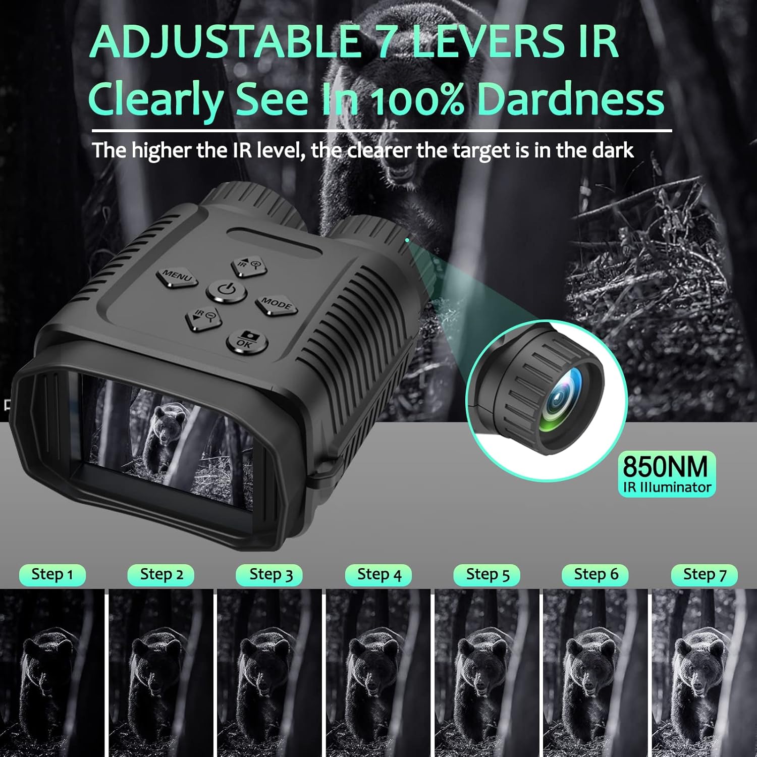 GOODITEC 1182 Mini Digital Night Vision Monocular | 300m Full-Dark View | 8X Digital Zoom | 2.4" Screen