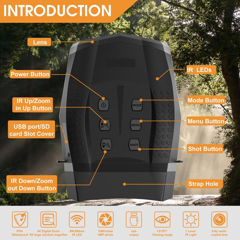 GOODITEC 5100 Digital Night Vision Scope | 600m Full-Dark View | 4X Zoom | 2.5" Display